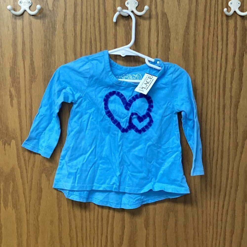 New Children's place blue heart tee sz 18 mos